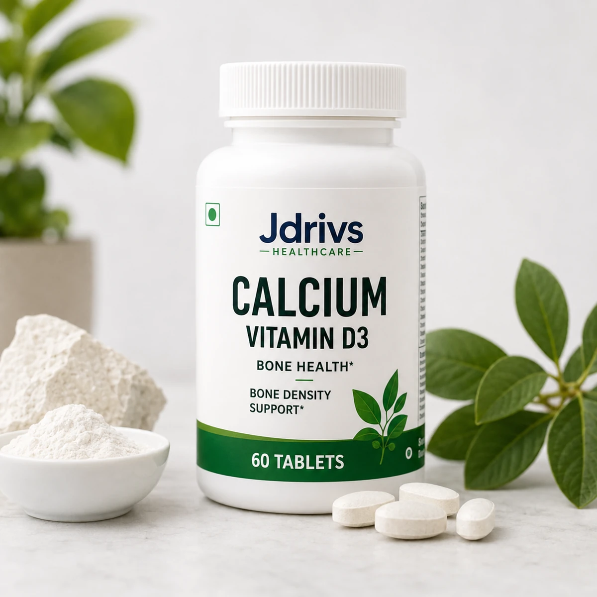 Jdrivs Calcium with Vitamin D3 tablets for bone density support, 60 tablets